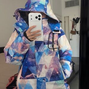 Stylish Women's Blue and Purple Ski Jacket